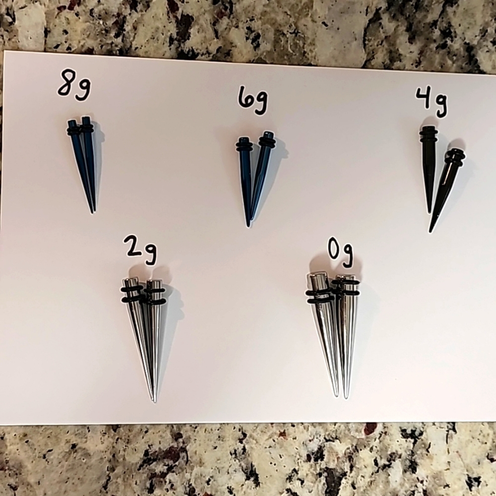 Ear gaging sets,5 TAPERS. Clean and ready to go!